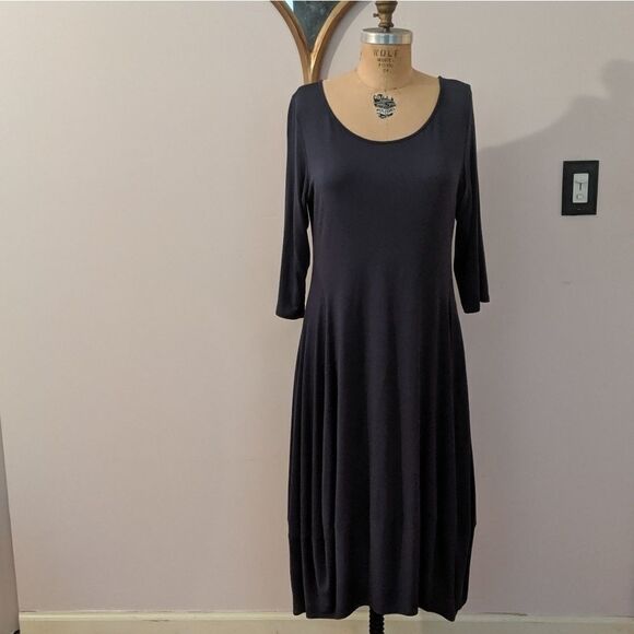 Eileen Fisher Navy Blue Knit dress - Picture 3 of 7